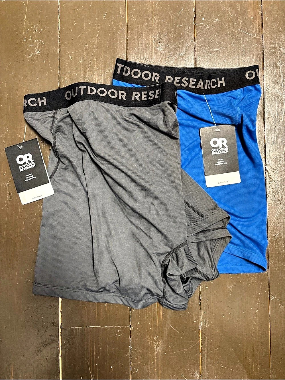 Outdoor Research Men's 2 pairs Echo Boxer Briefs Gray & Blue 3XL NWT
